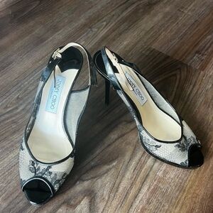 Jimmy Choo Lace Sling Back Heels Size 38